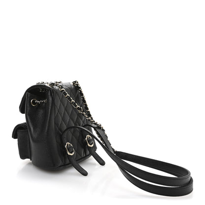 Chanel Shiny Caviar Quilted Small Duma Pockets Drawstring Backpack Black 3 of 11