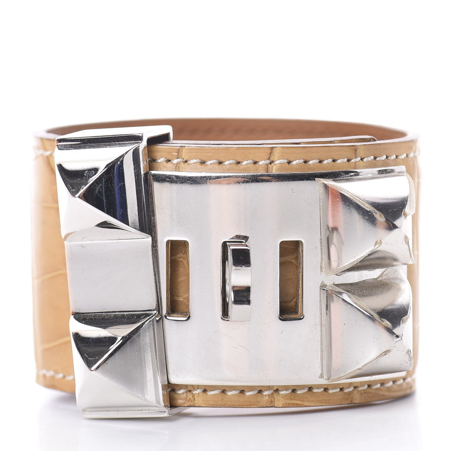 Hermes Matte Alligator Collier De Chien CDC Bracelet S Maize 2 of 4
