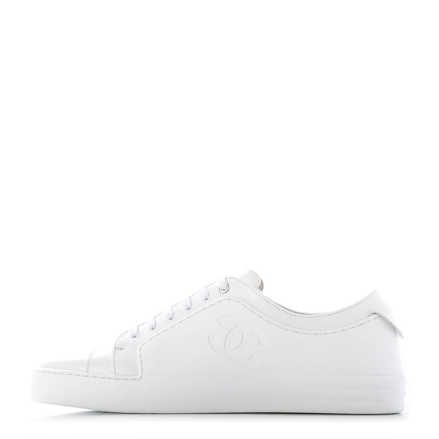 Chanel Calfskin Gum Womens CC Sneakers 40 White 1 of 9