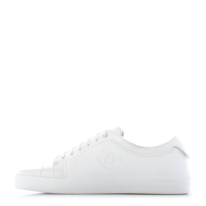Chanel Calfskin Gum Womens CC Sneakers 40 White 1 of 9