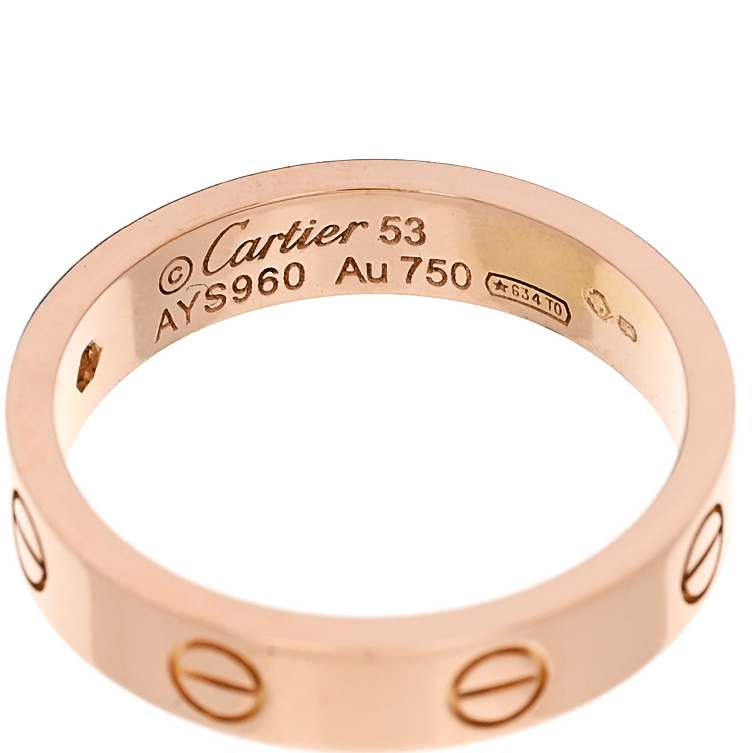 Cartier 18K Pink Gold Diamond 4mm LOVE Wedding Band Ring 53 6.25 4 of 5