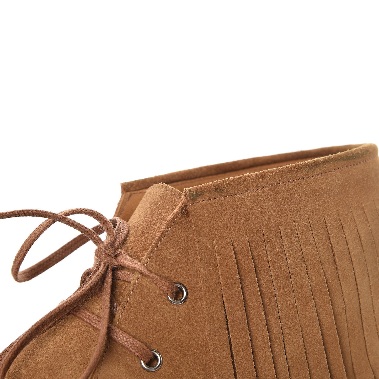 Suede Mens Fringe Moccasin Bootie 38.5 Brown