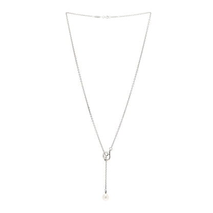 Tiffany Sterling Silver Pearl Elsa Peretti Open Wave Lariat Necklace 3 of 7