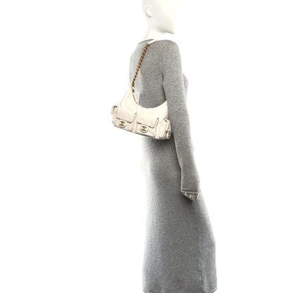Chanel Shiny Lambskin Quilted Trendy Pockets Hobo White 2 of 10