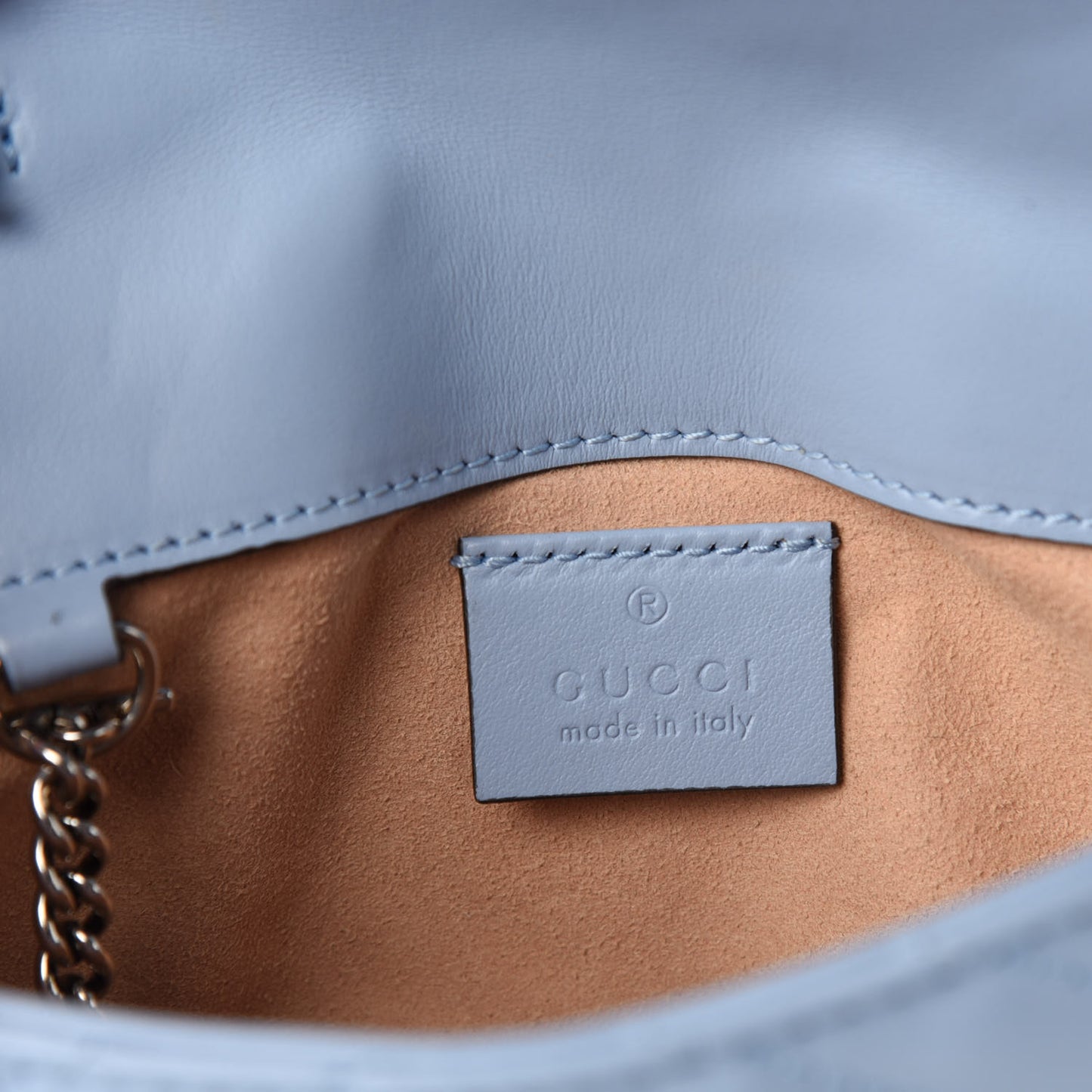 Calfskin Matelasse Super Mini GG Marmont Shoulder Bag Porcelain Light Blue