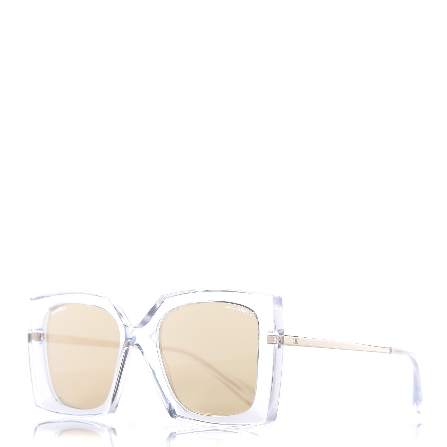 Chanel 24K Gold Mirror Square Sunglasses 6051 Transparent 1 of 7