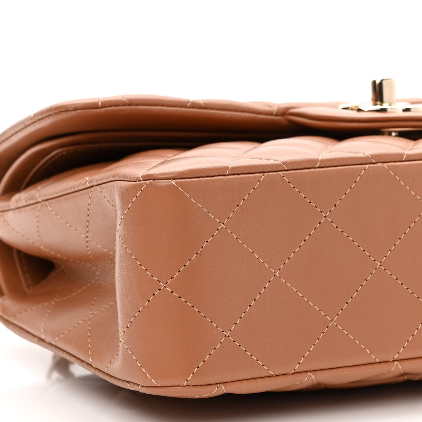 Lambskin Quilted Small Double Flap Brown