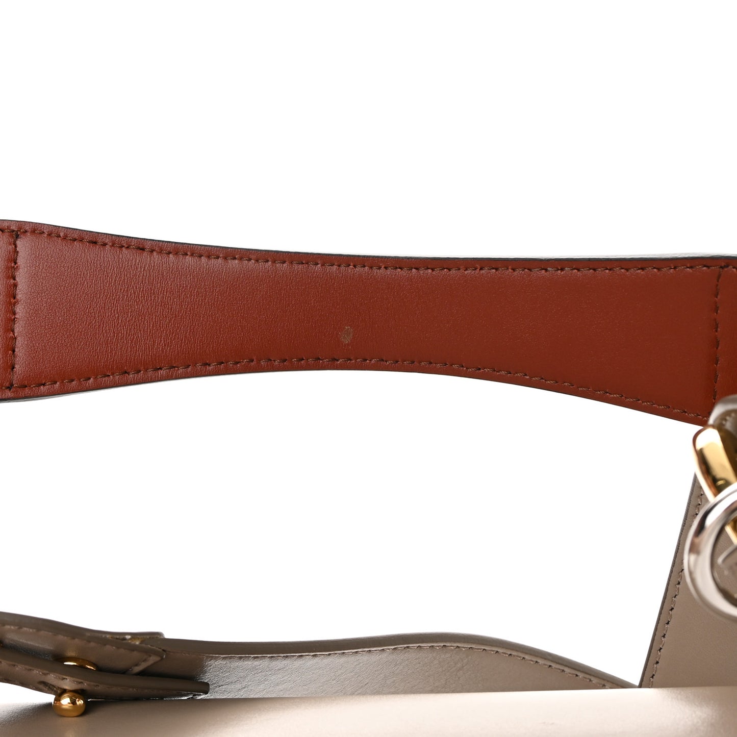 Shiny Calfskin Suede Small C Double Carry Bag Motty Grey