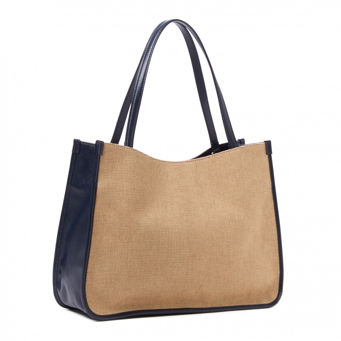 Vintage Rice Canvas Calfskin Horsebit 1955 Tote Bag Beige Black