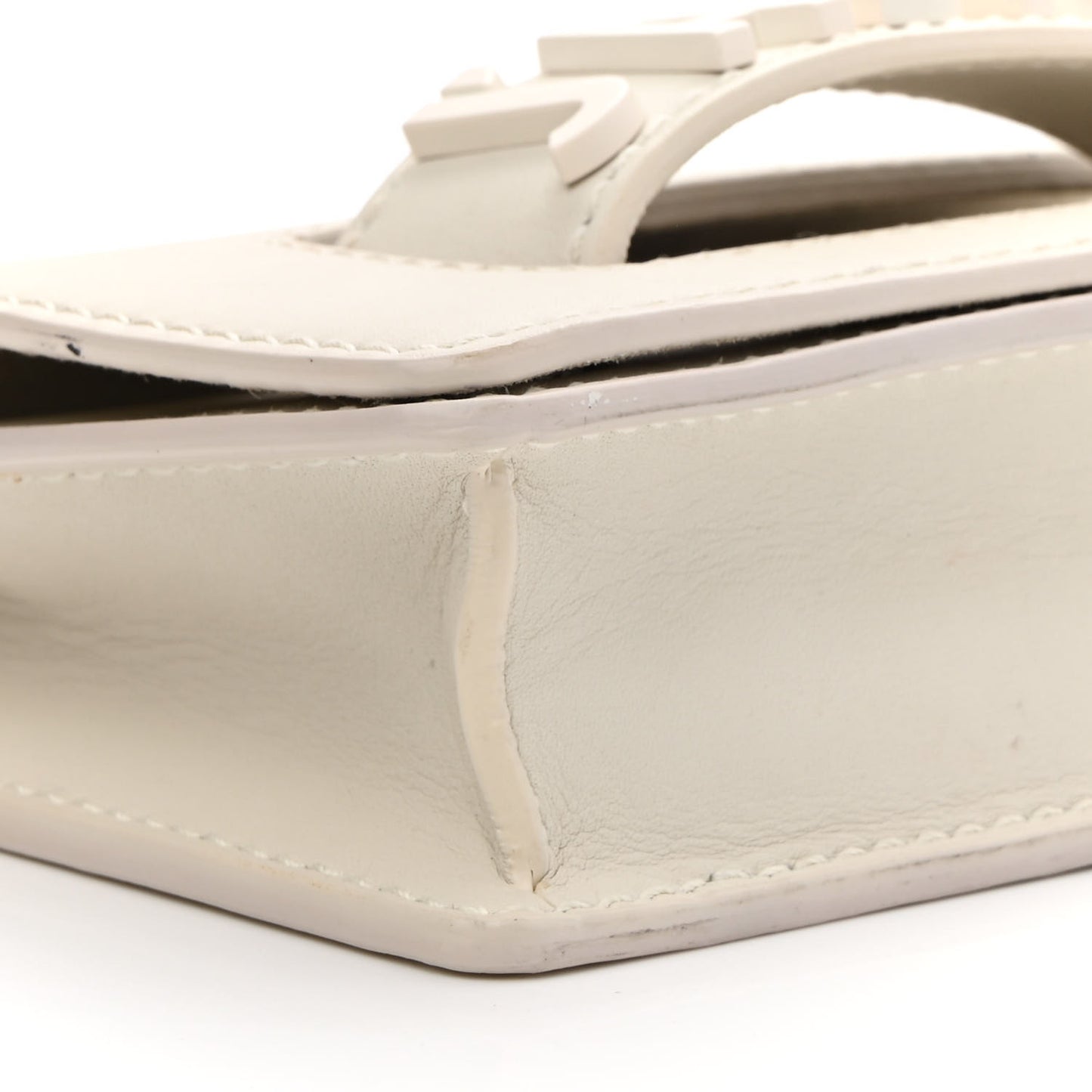 Ultra Matte Calfskin Mini J'Adior Chain Flap Bag White