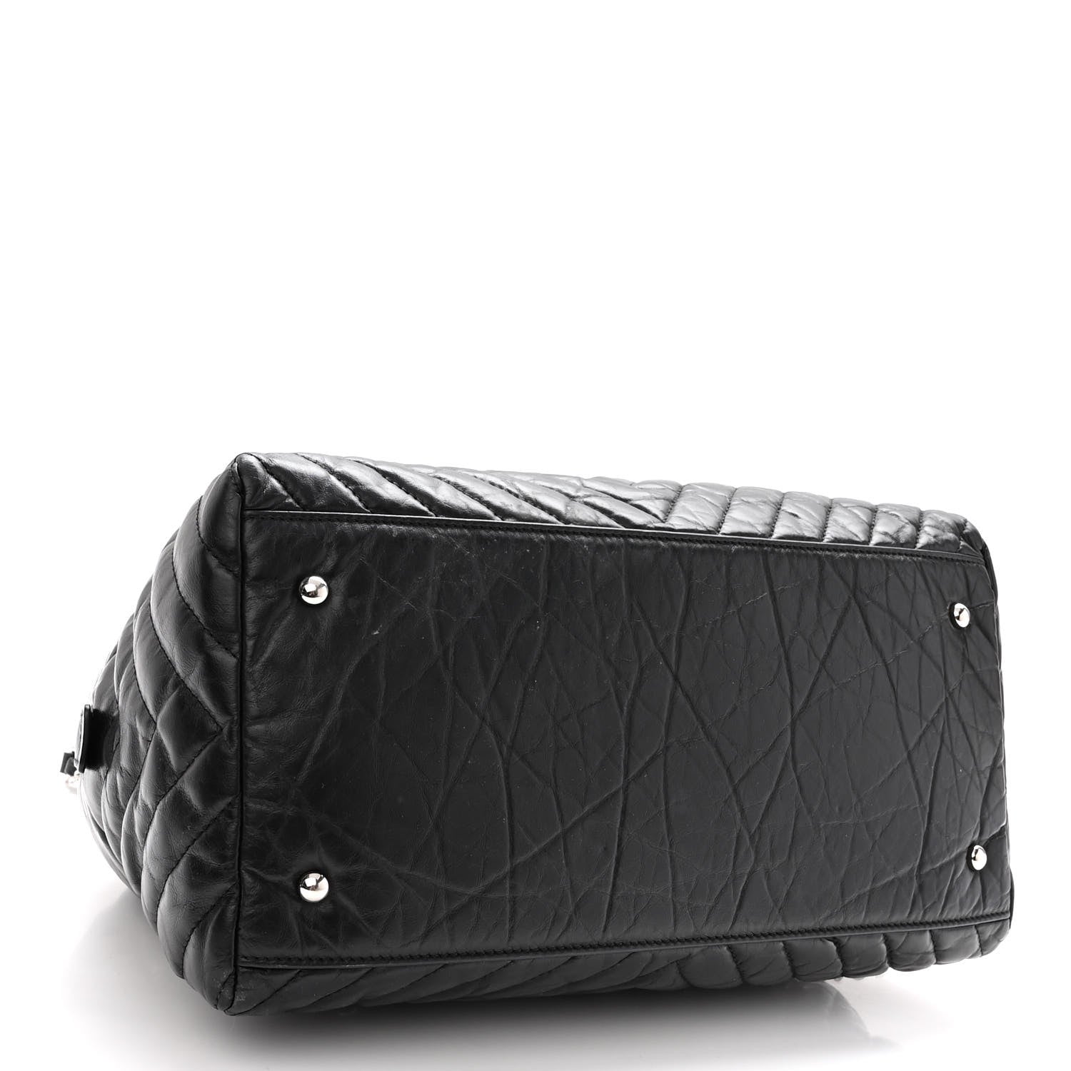 Chanel Aged Calfskin Chevron Medium Soft Bowling Bag Black 4 of 10