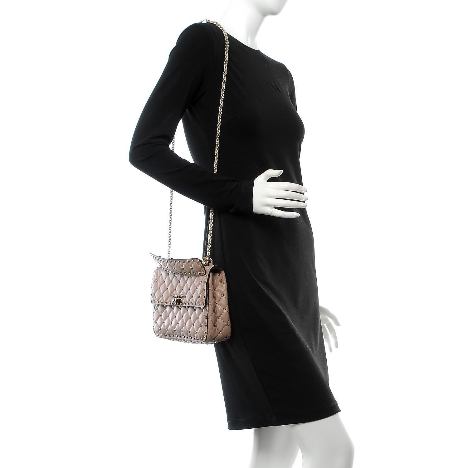 Valentino Garavani Lambskin Medium Rockstud Spike Shoulder Bag Poudre 2 of 6