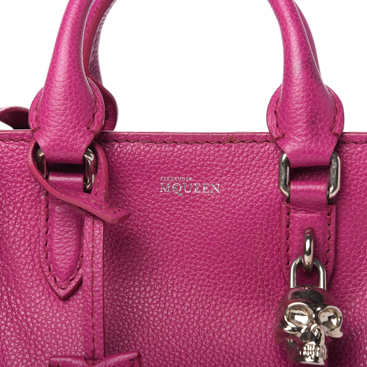 Grainy Calfskin Mini Padlock Zip Satchel Pink