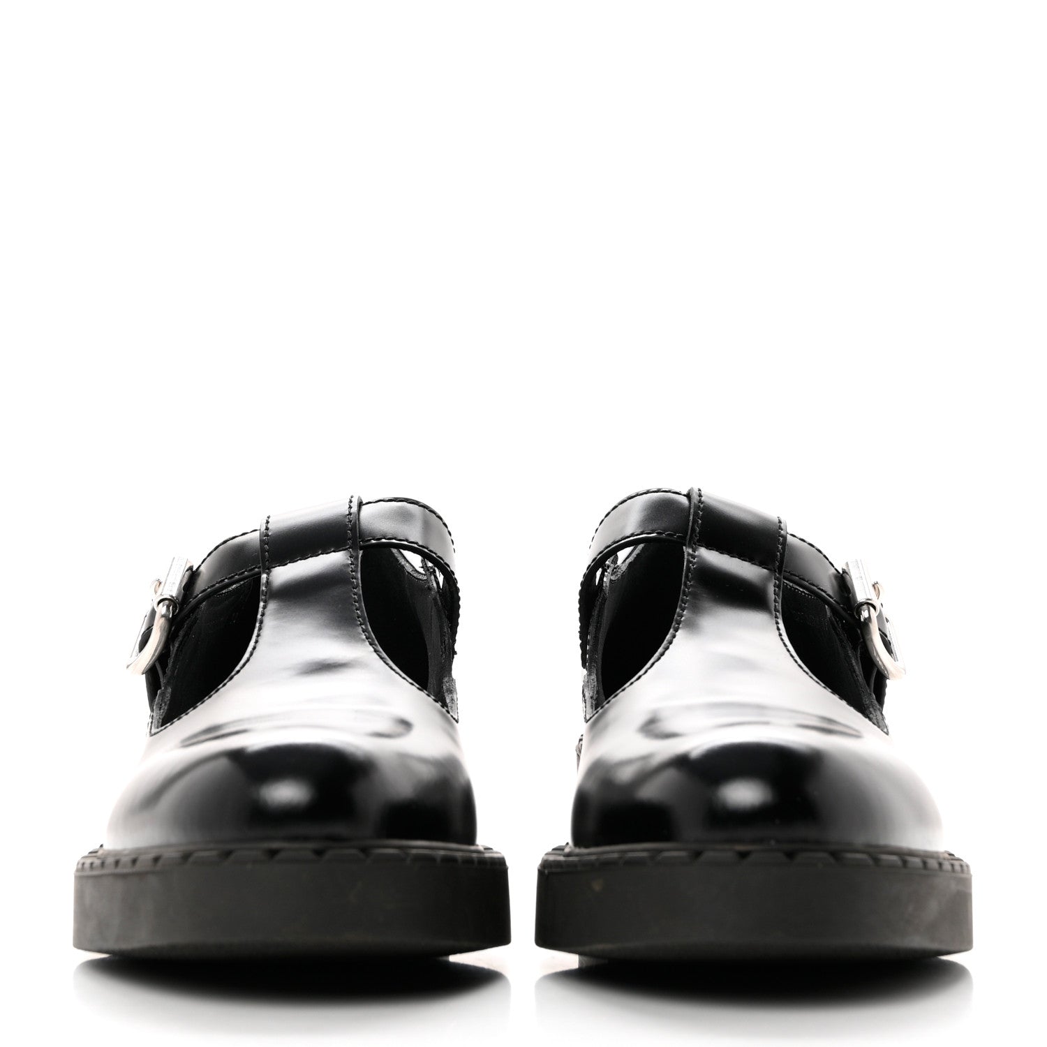 Prada Spazzolato Mary Jane T Strap 40mm Loafers 38 Black 2 of 10