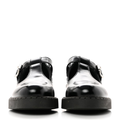 Prada Spazzolato Mary Jane T Strap 40mm Loafers 38 Black 2 of 10