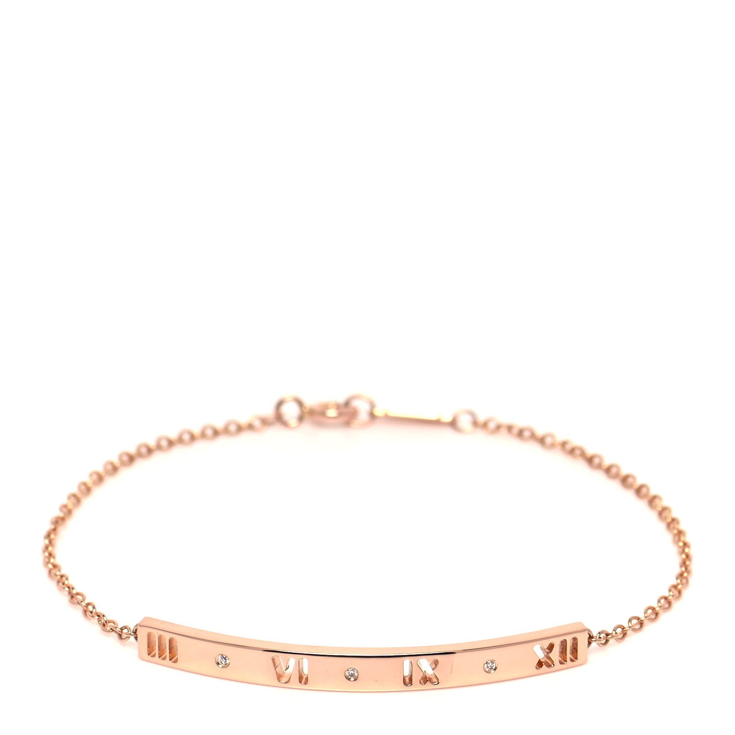 Tiffany 18K Rose Gold Diamond Atlas Bar Pierced Bracelet 1 of 5