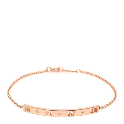 Tiffany 18K Rose Gold Diamond Atlas Bar Pierced Bracelet 1 of 5