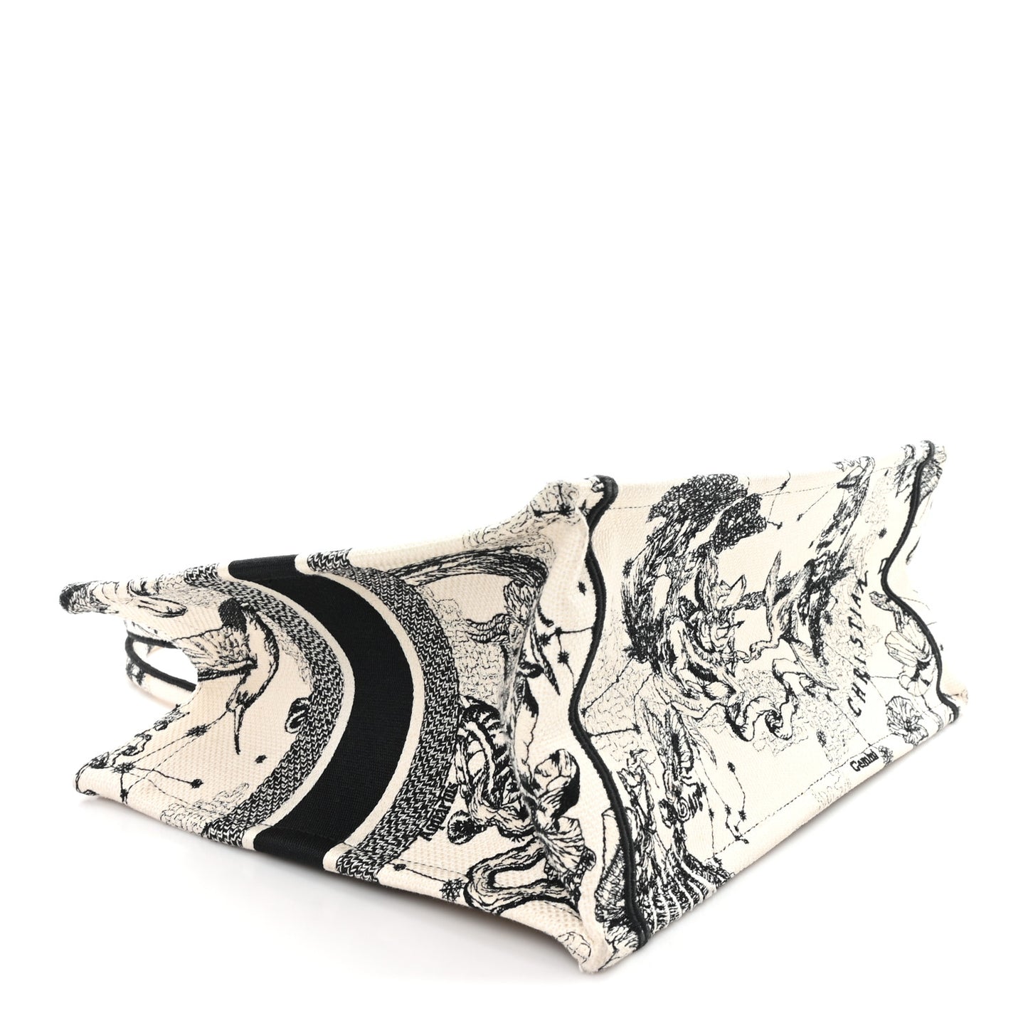 Canvas Zodiac Toile De Jouy Embroidered Medium Book Tote Latte