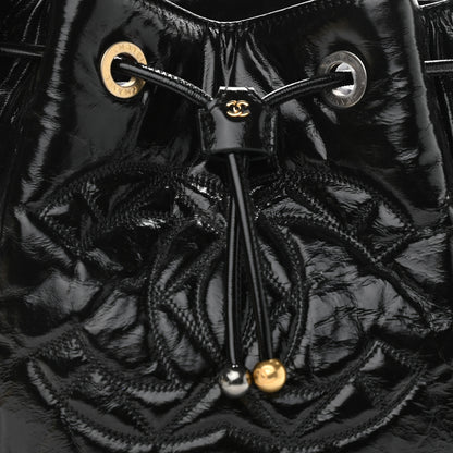 Chanel Shiny Aged Calfskin CC Chain Drawstring Bag Black 8 of 10