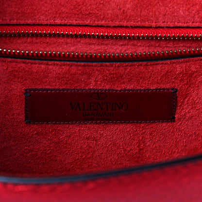 Valentino Garavani Metallic Vitello Small Glam Lock Rockstud Flap Red 5 of 11