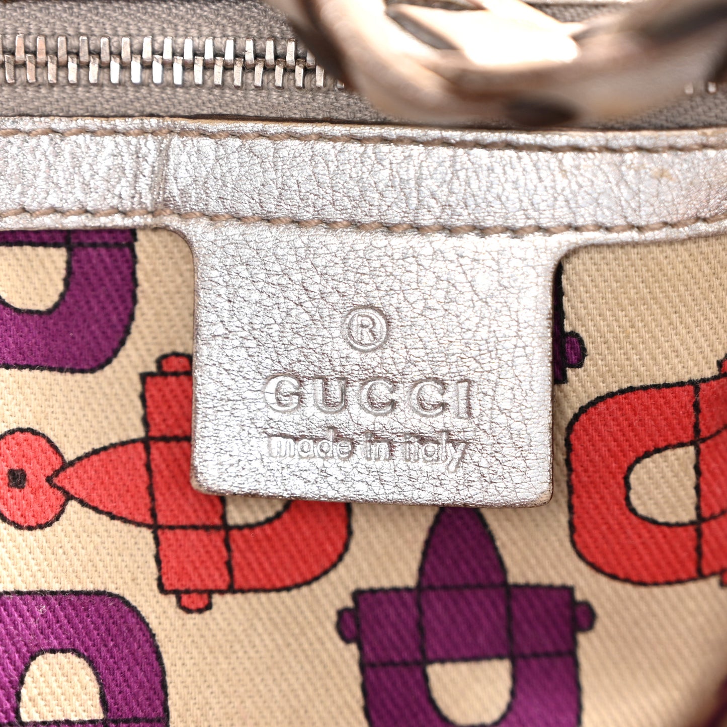 Metallic Guccissima Medium Pelham Shoulder Bag Silver