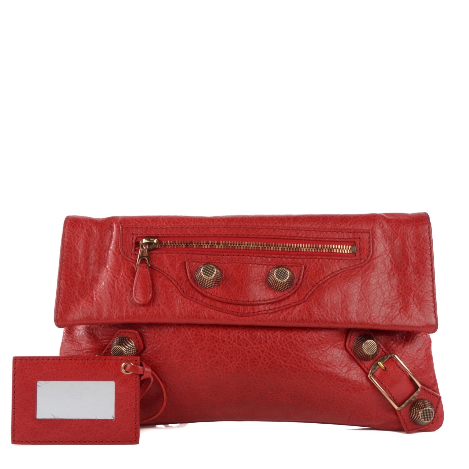 Balenciaga Agneau Giant 21 Rose Gold Hardware Envelope Clutch Rouge Coquelicot 1 of 10