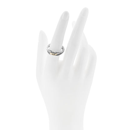 David Yurman Sterling Silver 18K Yellow Gold Cable Loop Ring 54 7 2 of 4