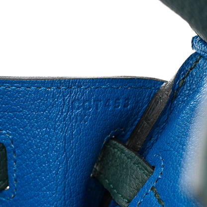 Hermes Togo Swift Officier Birkin 25 Vert Cypress Bleu Zellige 7 of 10