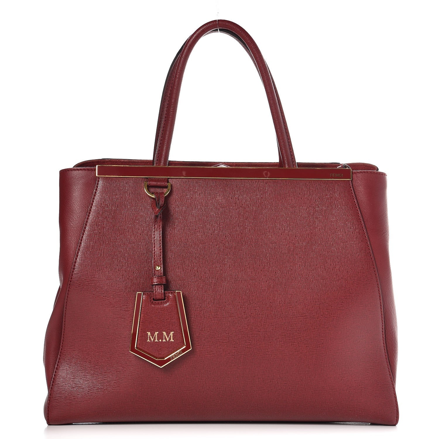 Fendi Vitello Elite Regular 2Jours Tote Rosso Scuro Ciliegia 1 of 10
