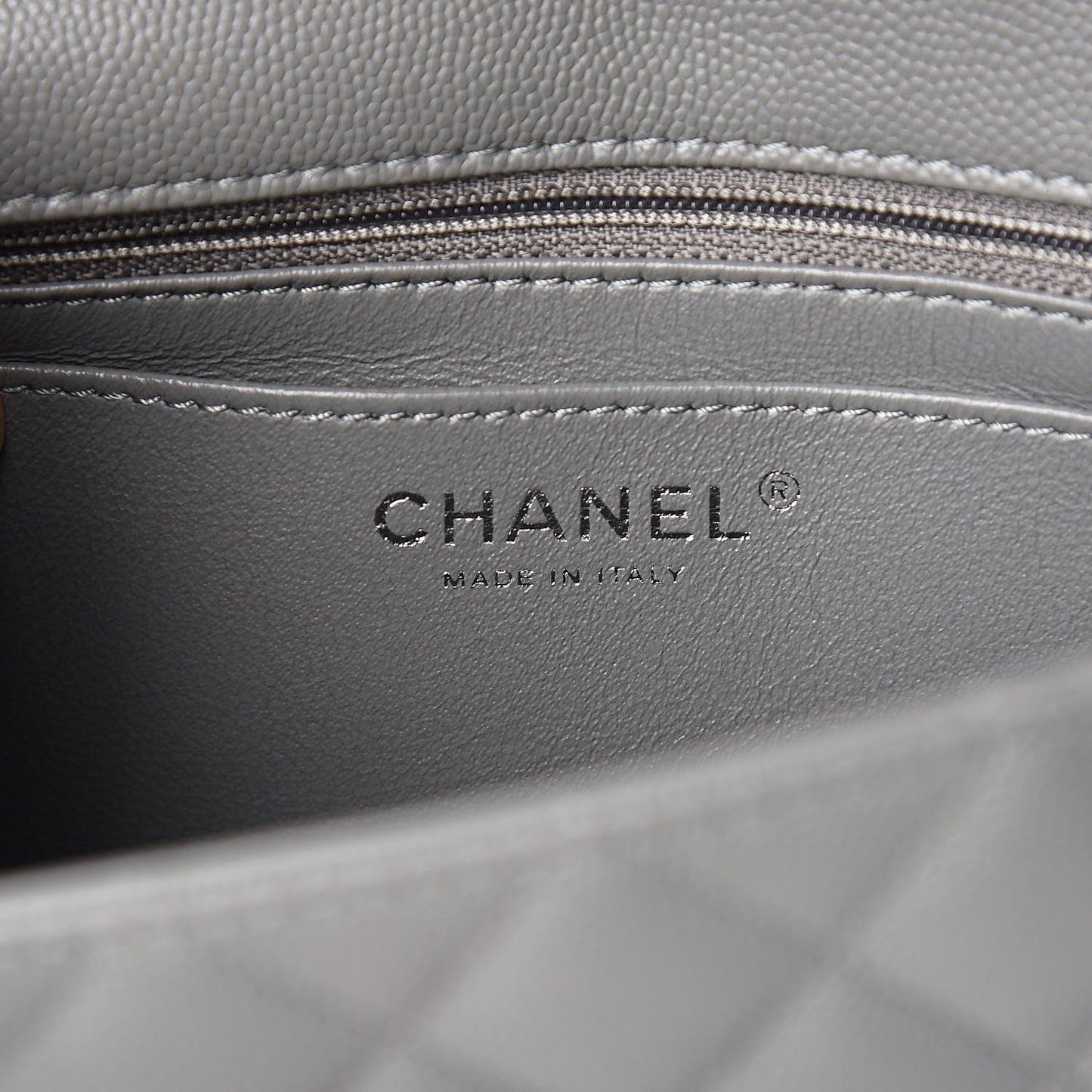 Caviar Quilted Mini Rectangular Flap Grey
