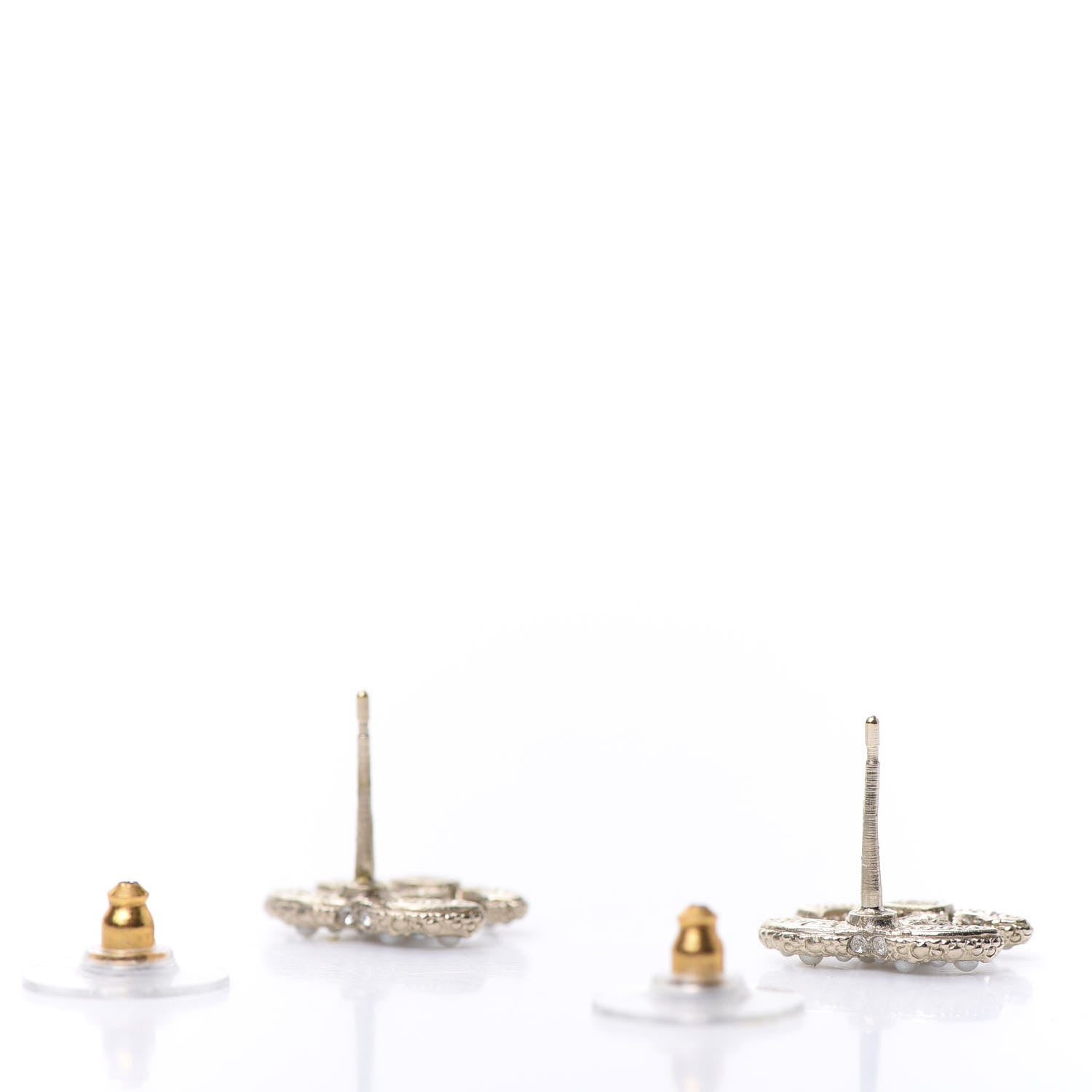 Chanel Pearl Crystal CC Earrings Light Gold 3 of 5