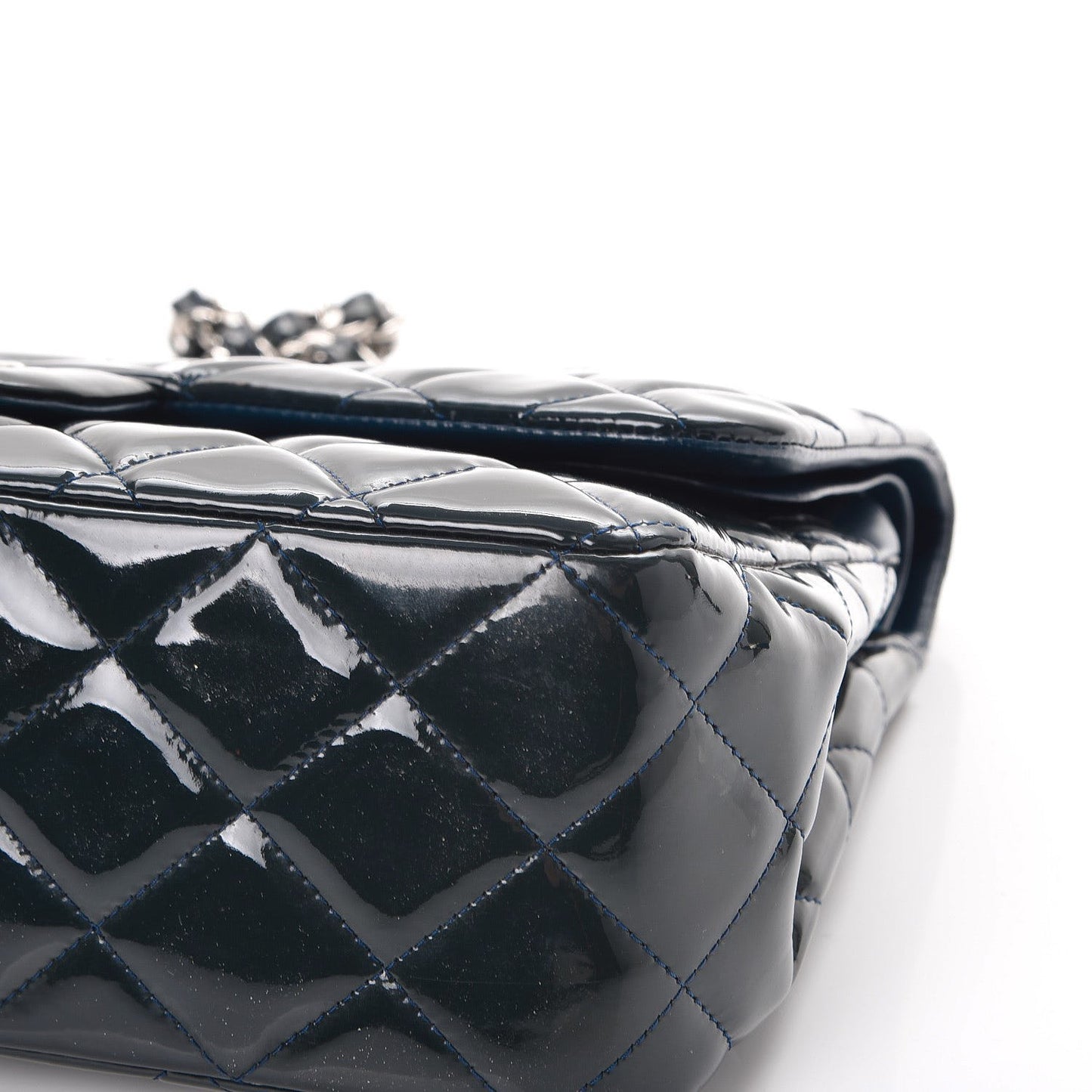Patent Quilted Jumbo Double Flap Blue