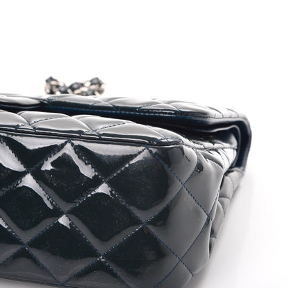 Chanel Patent Quilted Jumbo Double Flap Blue 16 of 18