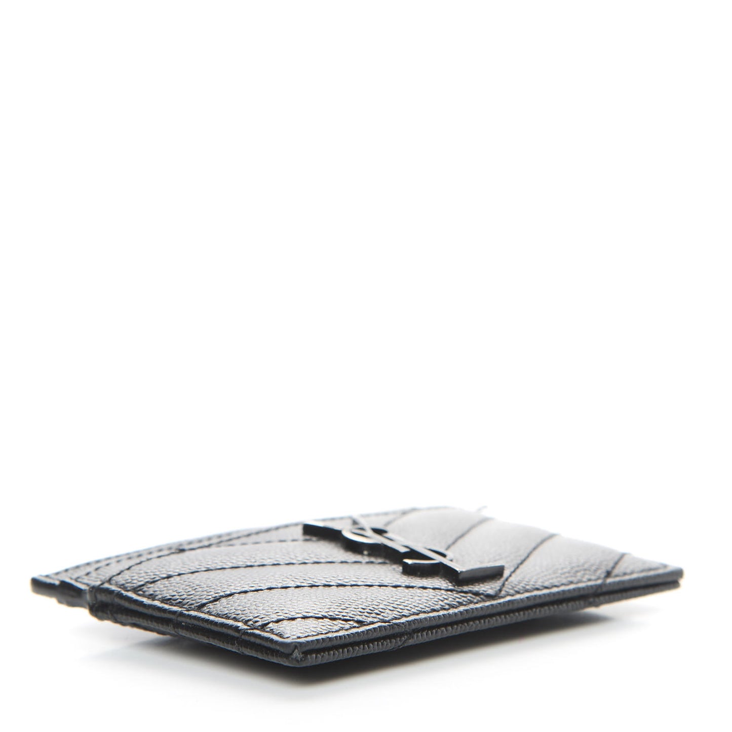 Grain De Poudre Matelasse Chevron Monogram Credit Card Case Black