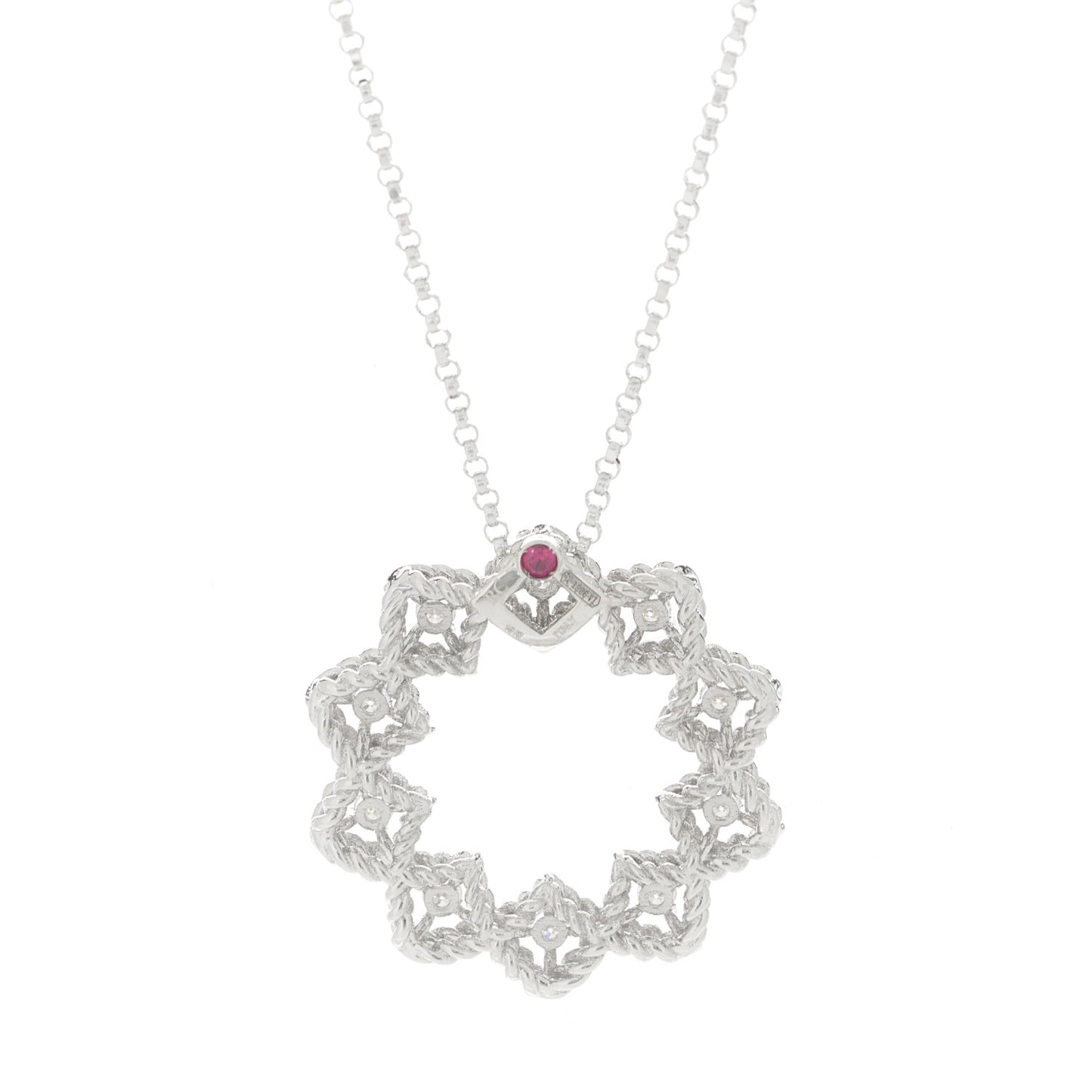 18K White Gold Diamond Starburst Pendant Necklace