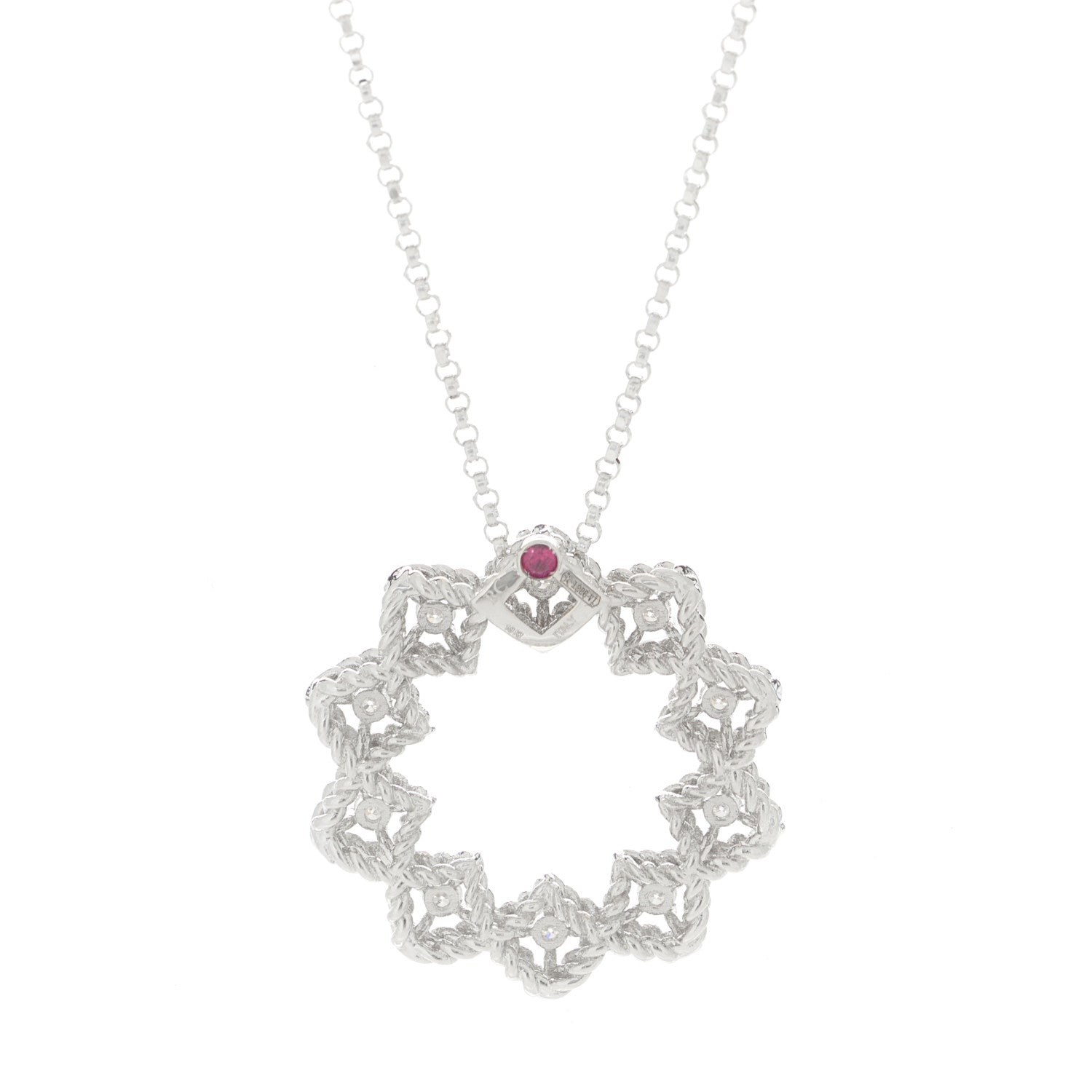 Roberto Coin 18K White Gold Diamond Starburst Pendant Necklace 4 of 5