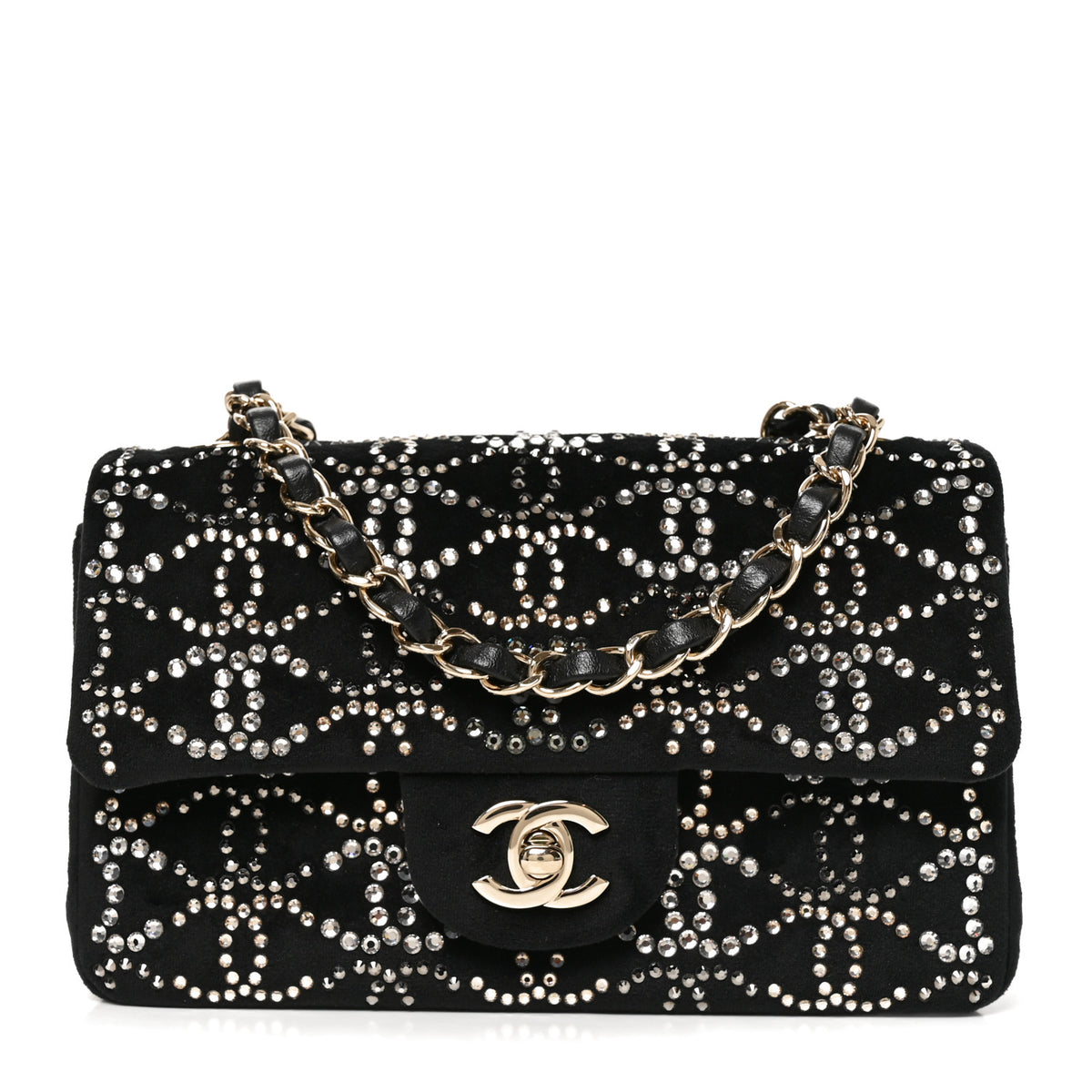 Chanel Velvet Crystal Mini Rectangular Flap Black 1 of 10