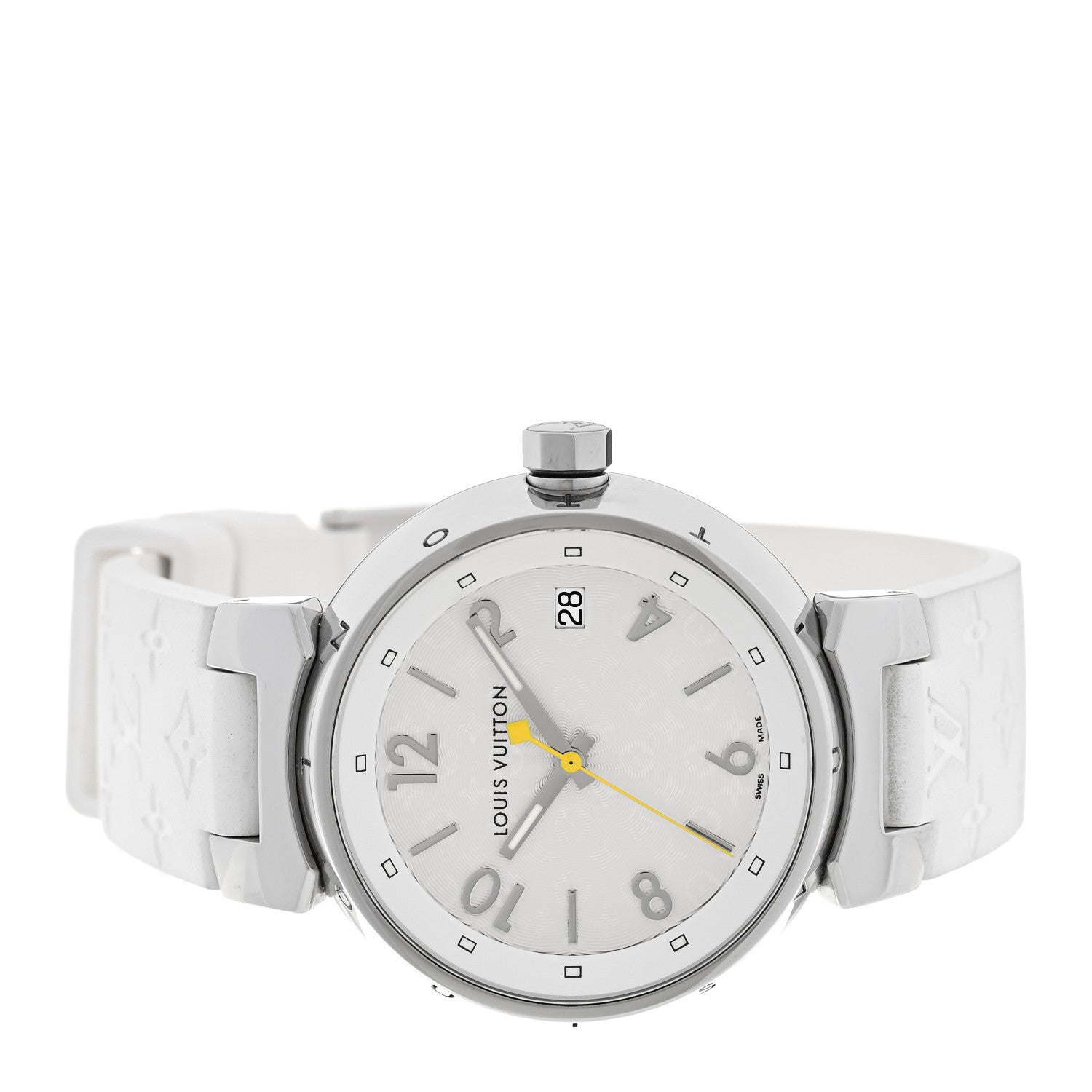 Louis Vuitton Stainless Steel Rubber 34mm Tambour Quartz Watch White 2 of 5
