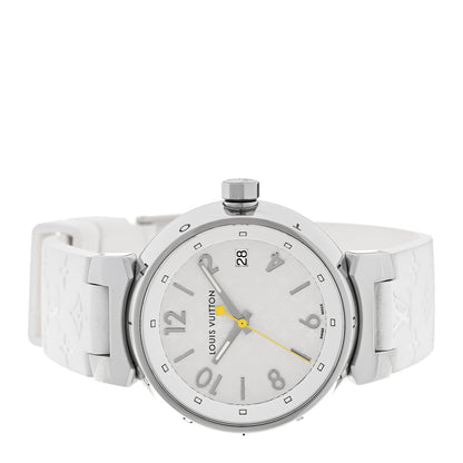 Louis Vuitton Stainless Steel Rubber 34mm Tambour Quartz Watch White 2 of 5