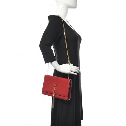 Saint Laurent Smooth Calfskin Medium Classic Monogram Kate Tassel Satchel New Red 2 of 11