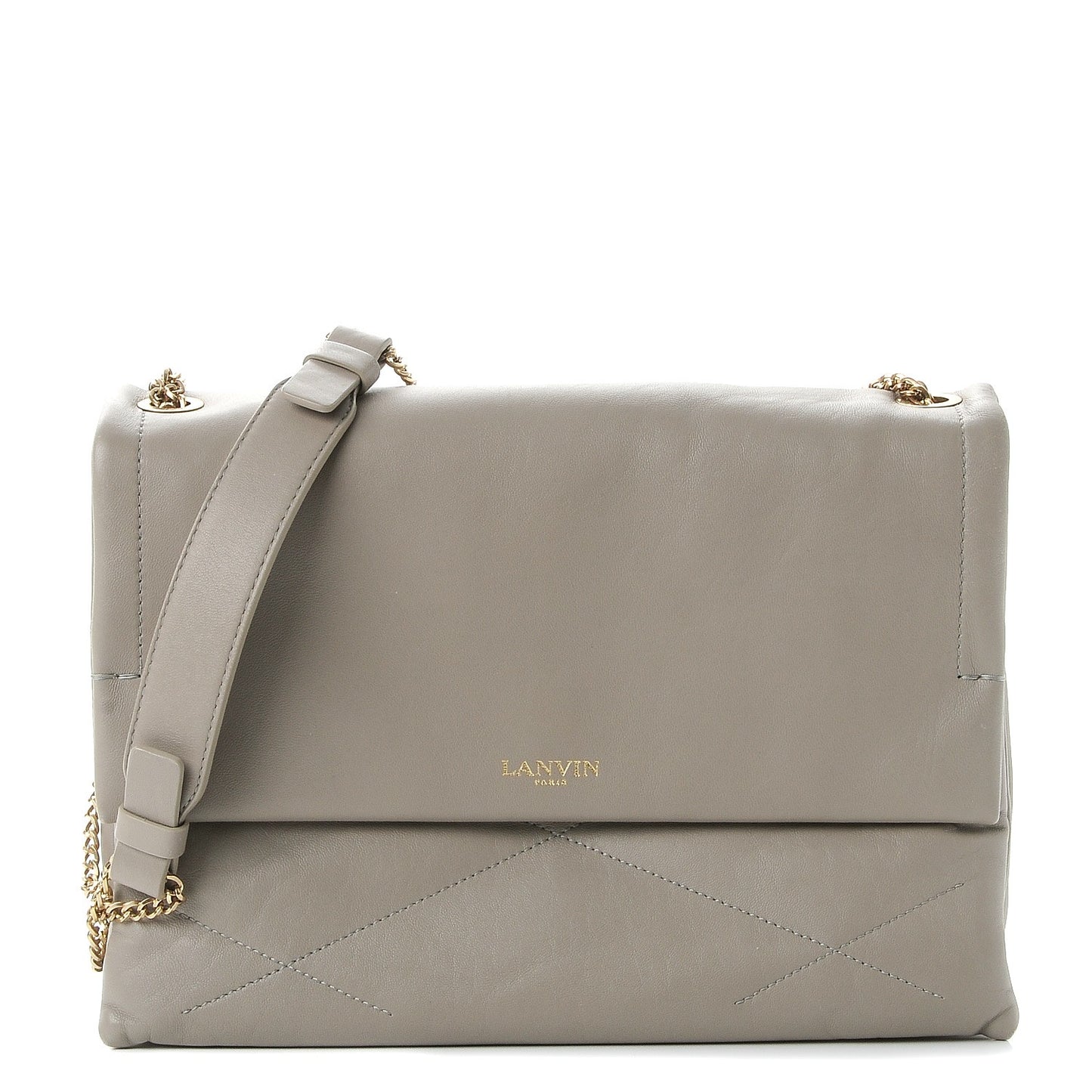 Lambskin Quilted Medium Sugar Flap Shoulder Bag Grey