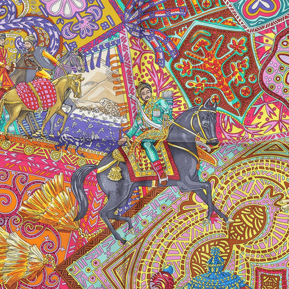 Hermes Silk Cavaliers du Caucase Scarf 90 Tabac Orange Multicolor 3 of 6