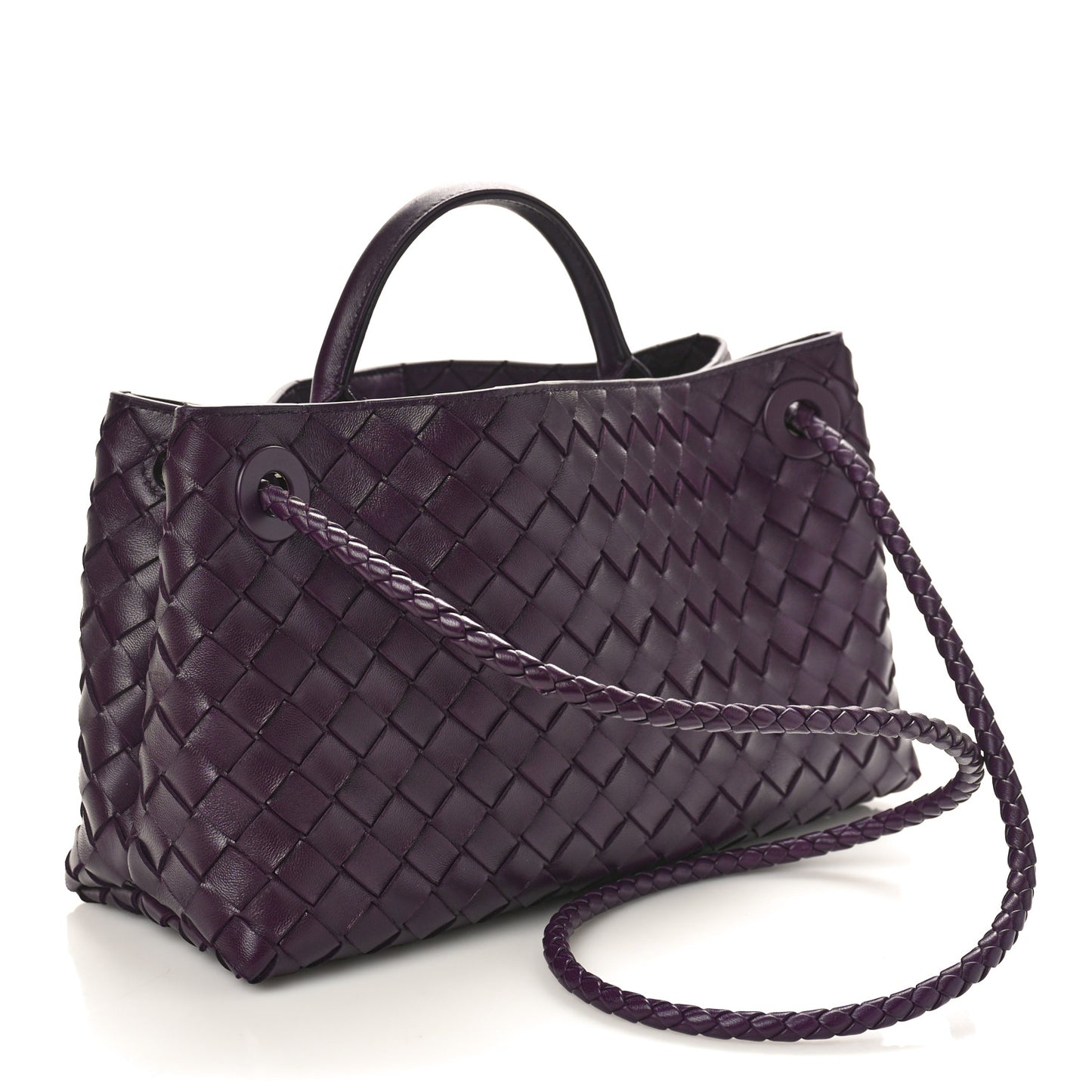Nappa Intrecciato Small East West Andiamo Shoulder Bag Dark Mystic