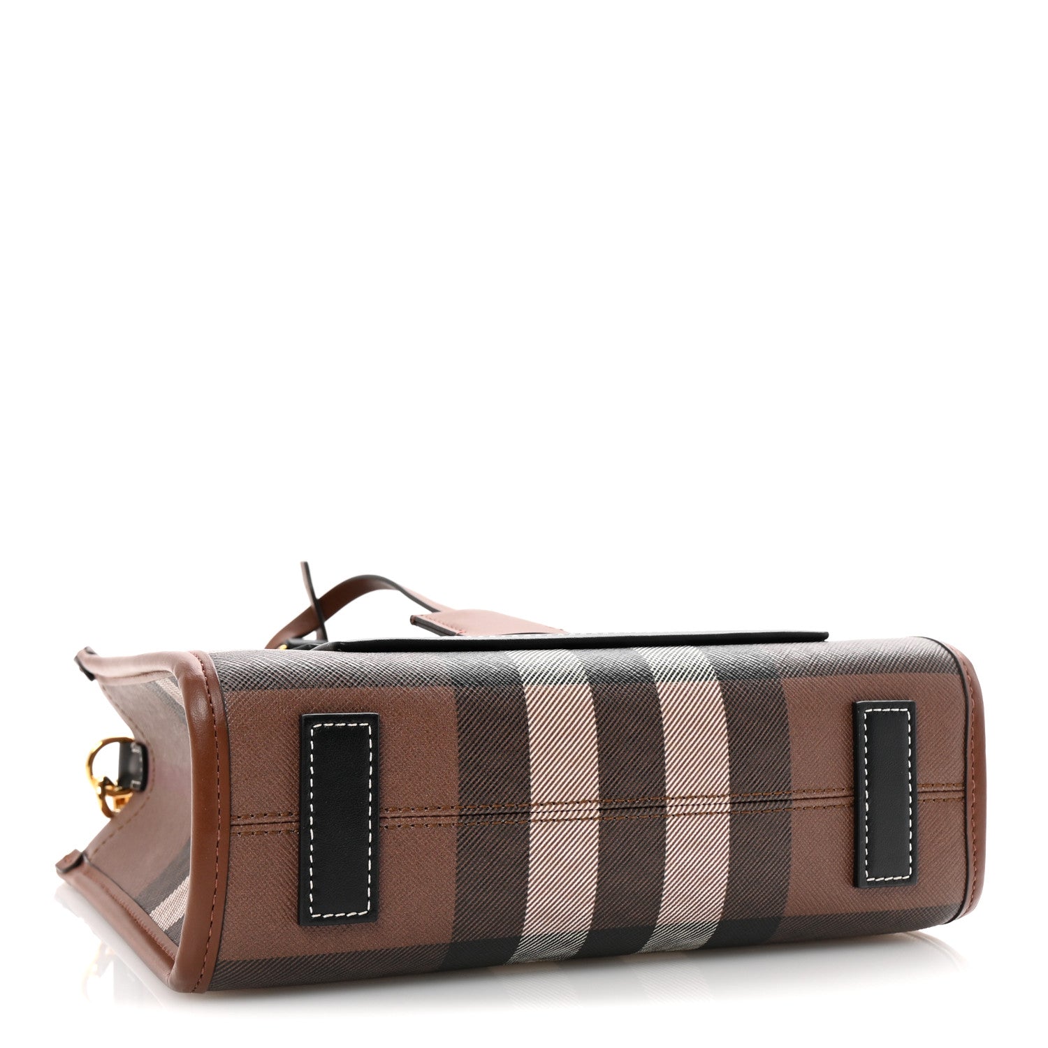 Burberry E-Canvas Check Calfskin Mini Freya Tote Dark Birch Brown 4 of 9