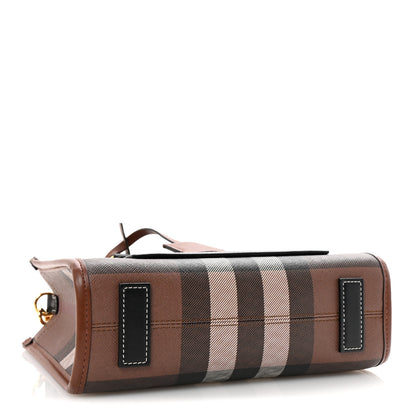 Burberry E-Canvas Check Calfskin Mini Freya Tote Dark Birch Brown 4 of 9