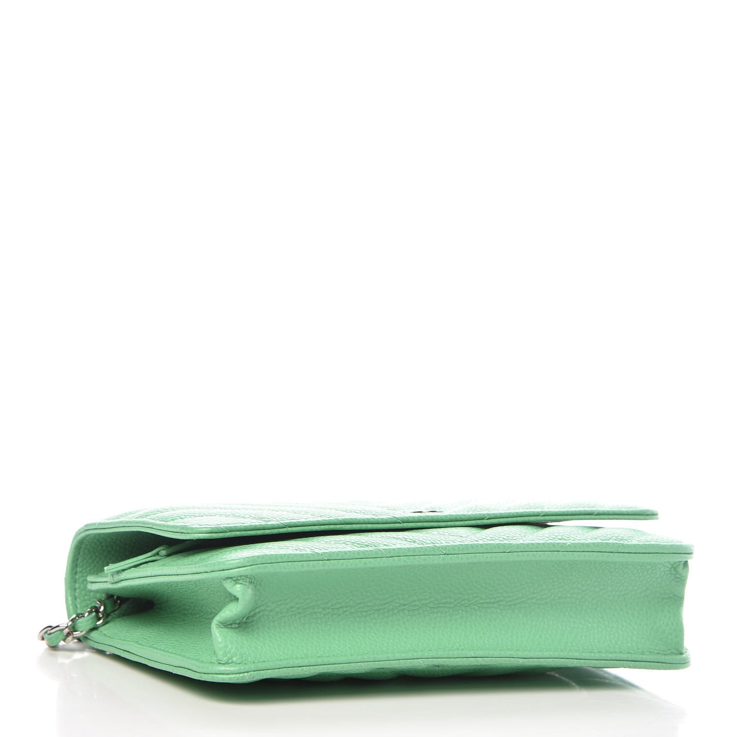 Caviar Chevron Quilted Wallet On Chain WOC Green
