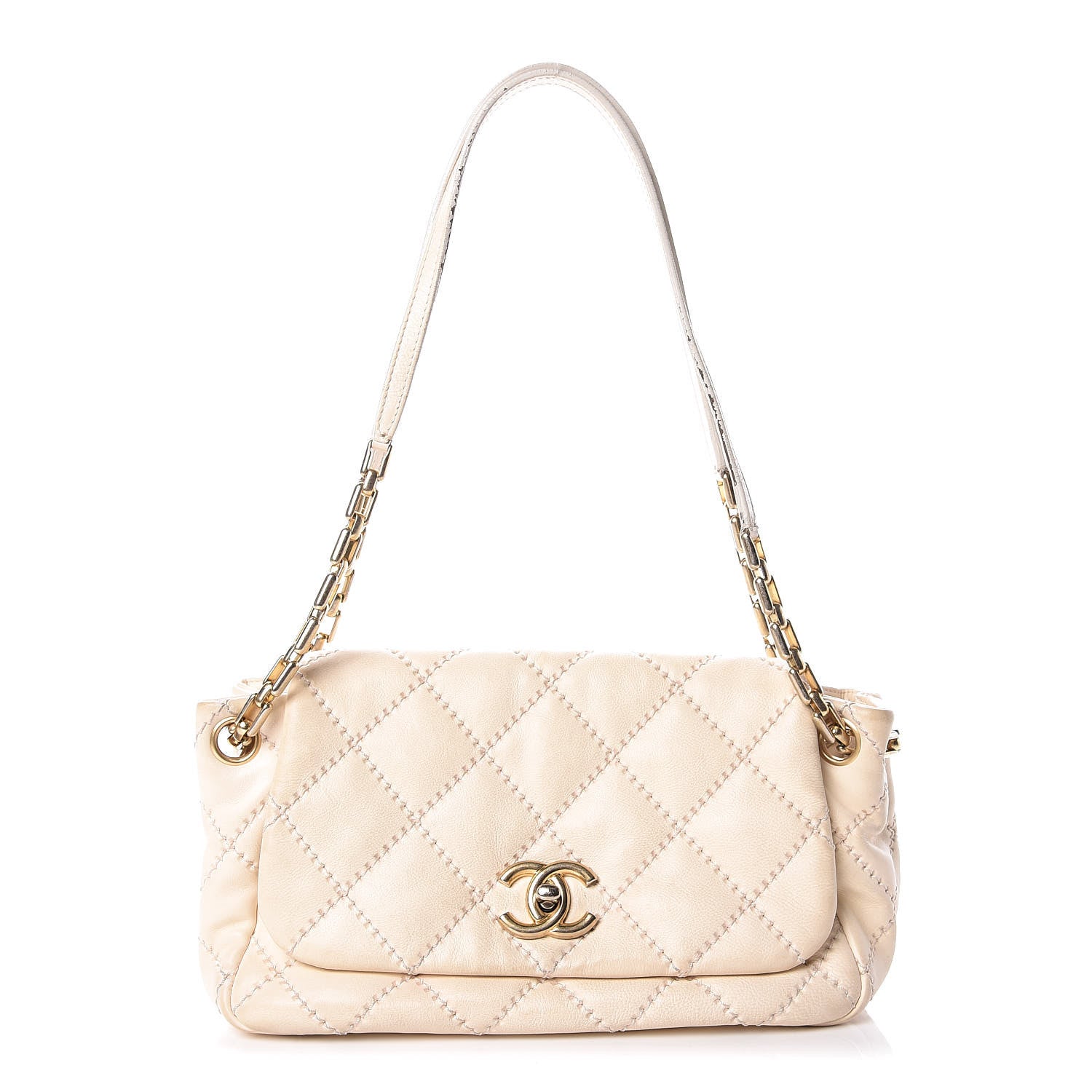 Chanel Calfskin Quilted Retro Chain Flap Beige 1 of 27