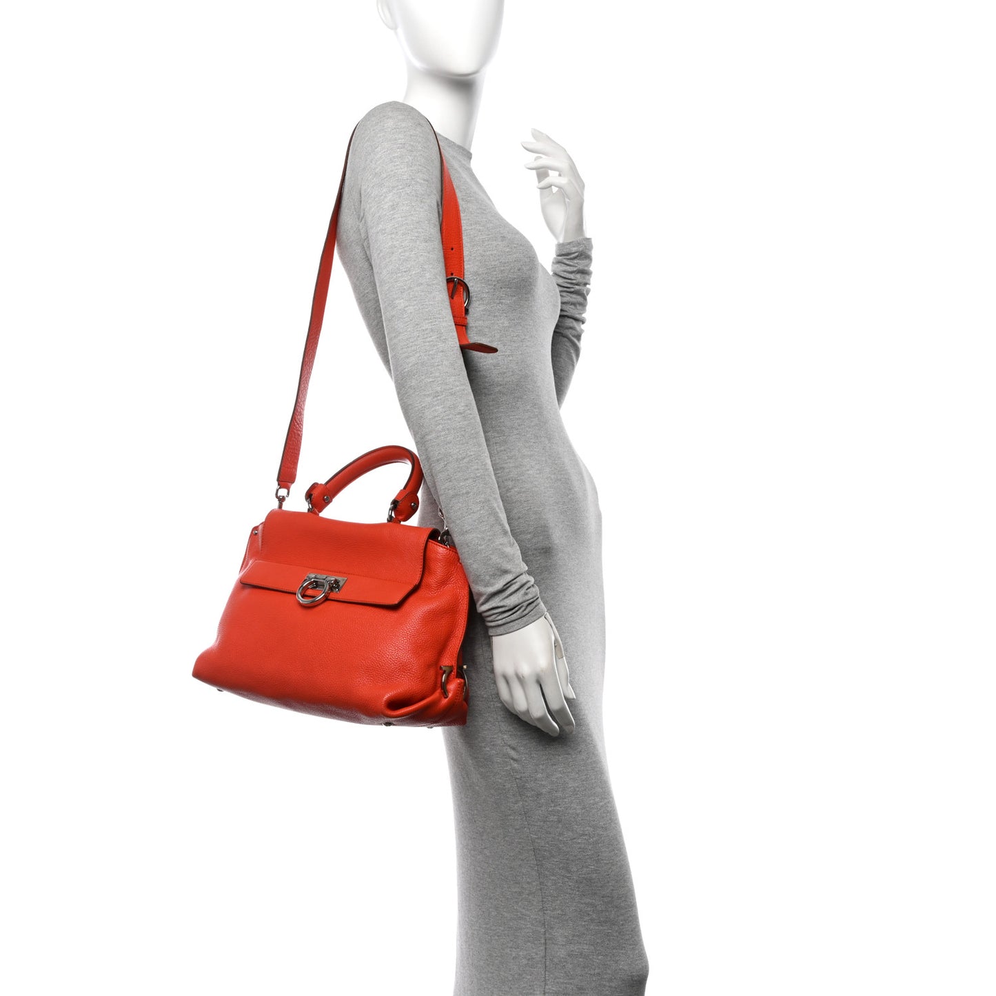 Grained Calfskin Large Sofia Satchel Sunset