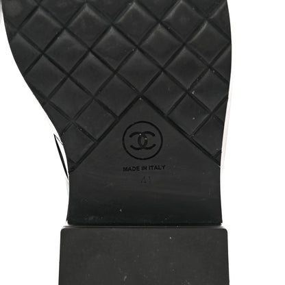 Chanel Shiny Calfskin Pearl Lace Up Combat Short Boots 41 Black 6 of 8