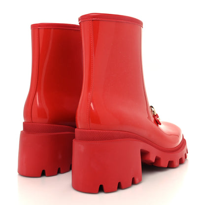 Gucci Rubber Womens Horsebit Ankle Boots 39 Maple Red 4 of 7